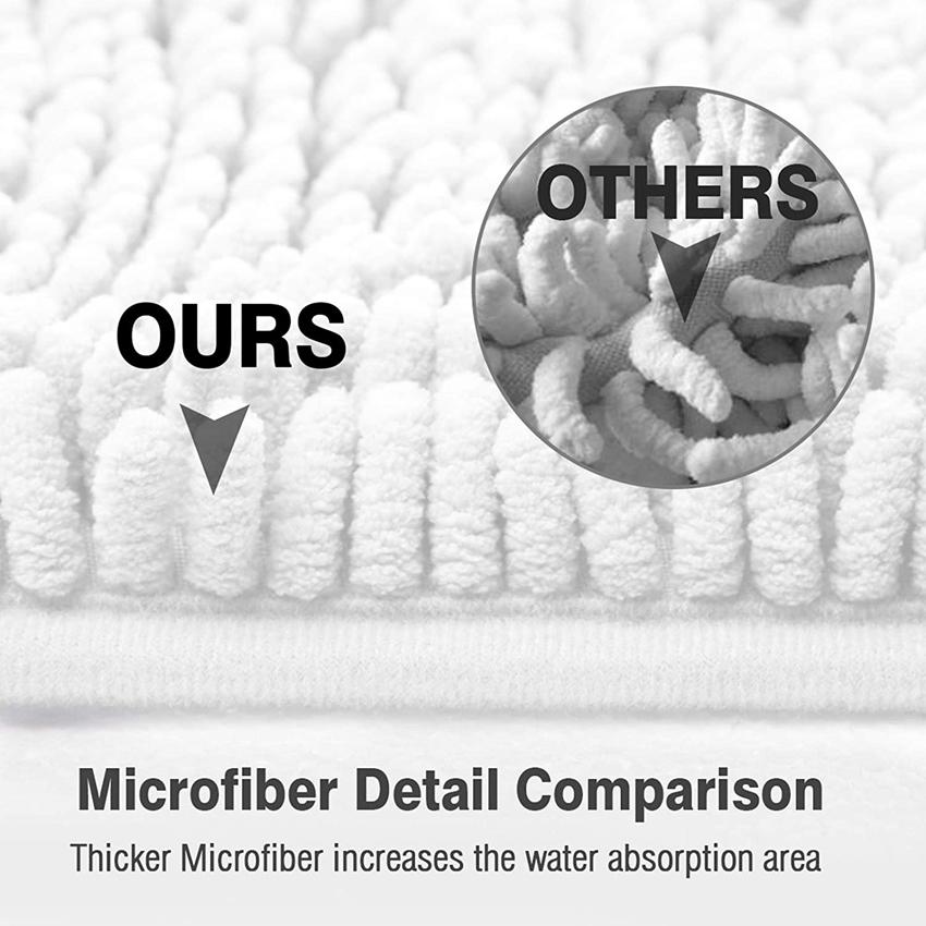 Zottige Chenille Badematte Rutschfeste PVC-Unterseite für Badezimmer Toilette Badewanne Teppich Fußmatte Weiche Mikrofaser Große Saugfähigkeit Teppich