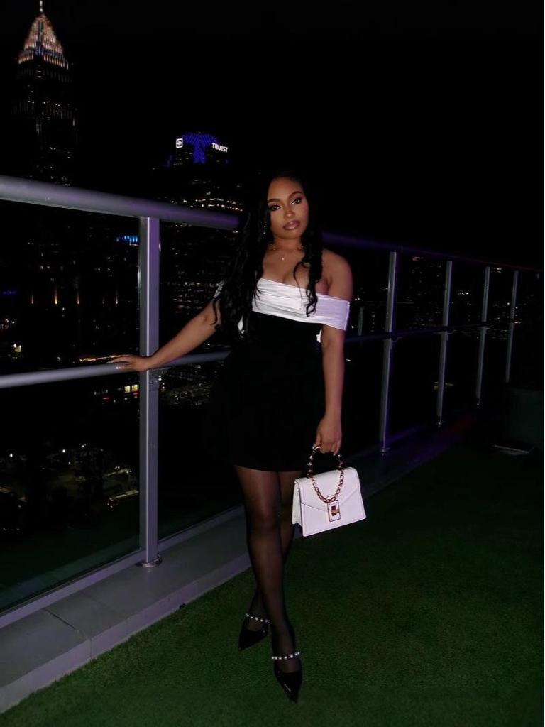One-Shoulder Black & White A-Line Dress with Bow - Waist-Defining Design, Spring/Summer