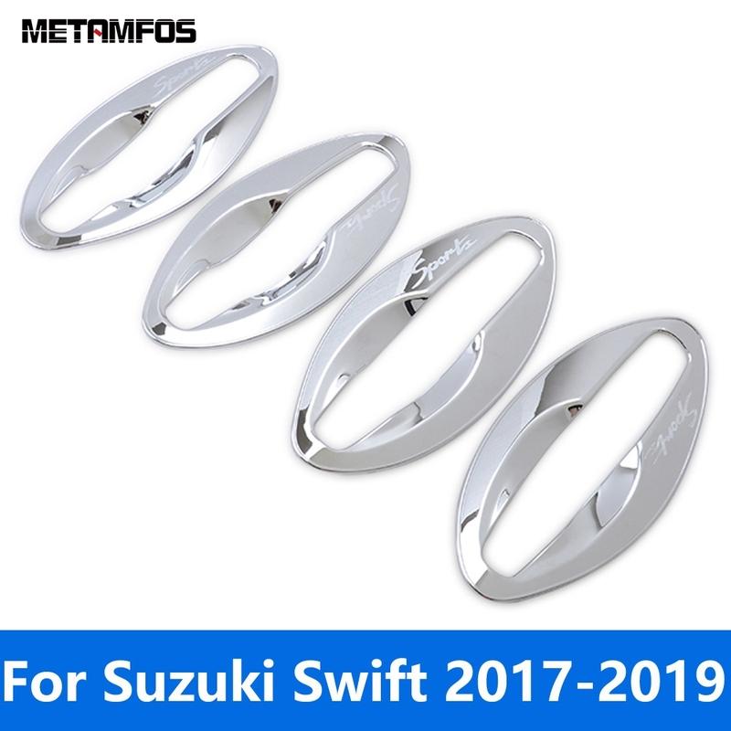 For Suzuki Swift 2017 2018  Chrome Side Door Handle Bowl Cover Molding Trim Protection Cap Sticker Accessories Car Styling