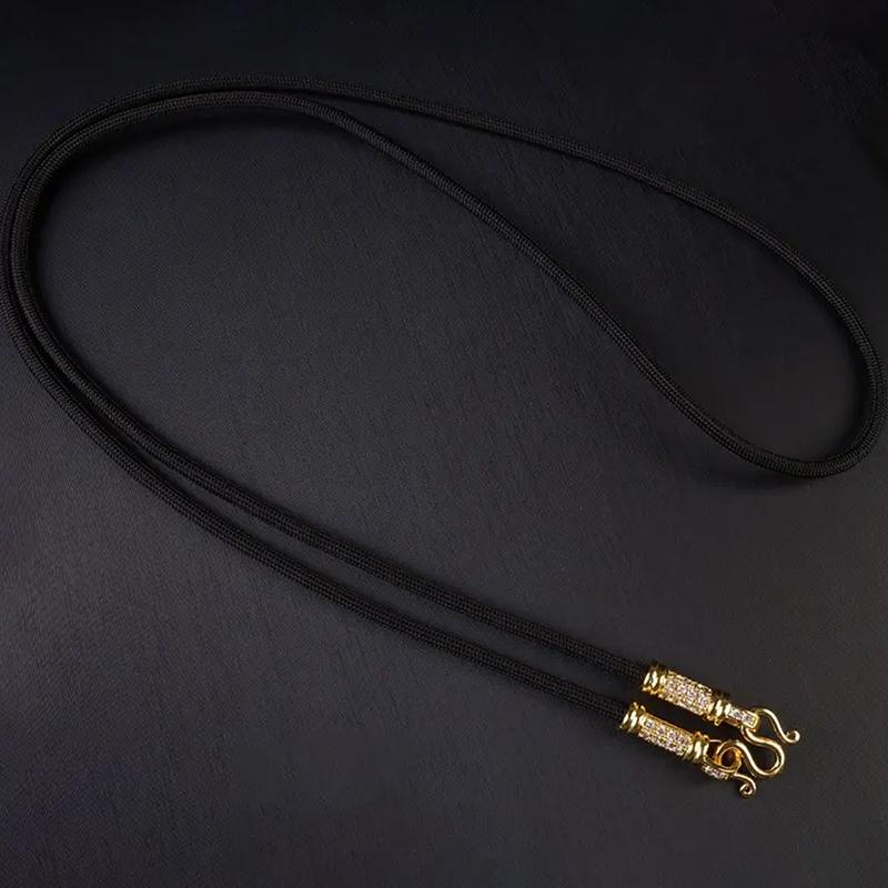 Chaîne de Pendentif Bouddhiste Thaïlandais Réglable Corde de Collier Simple Avec Boucle Cercle de Lotus en Zirconium Micro-Diamant