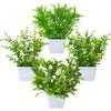 4pcs Artificial Potted Plants Small Faux Greenery for Living Room Bedroom Office Desk and Shelf Set with Natural Looking Leaves