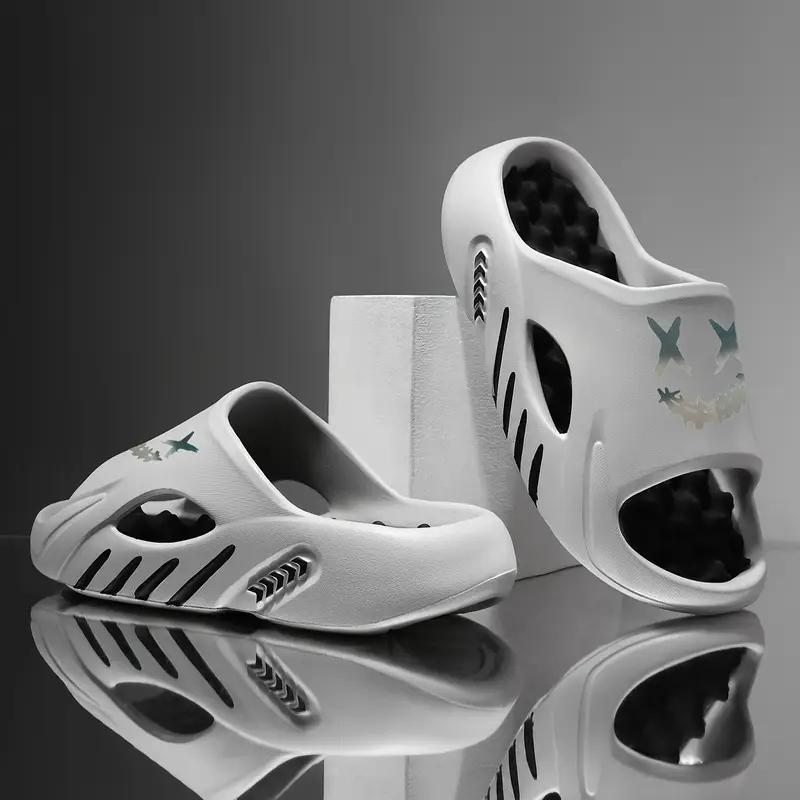 Übergröße Herren Bequeme EVA Hausschuhe, Stilvoller Farbblock Offene Zehen Atmungsaktiv Klobig Rutschfest Langlebig Geruchshemmend Tägliches Schuhwerk