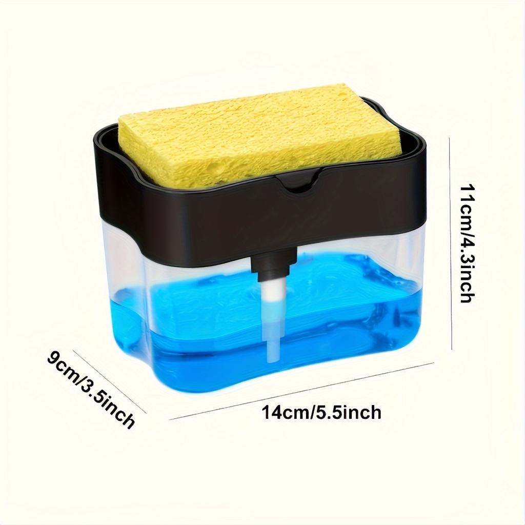 1pc Press Type Dish Soap Dispenser, Battery-Free, Manual Pump, Kitchen Dishwashing Station, Sponge Holder