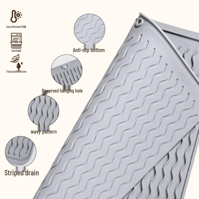 Silicone Water Ripple Drain Mat: Food-Grade Nordic Minimalist Table Placemat.