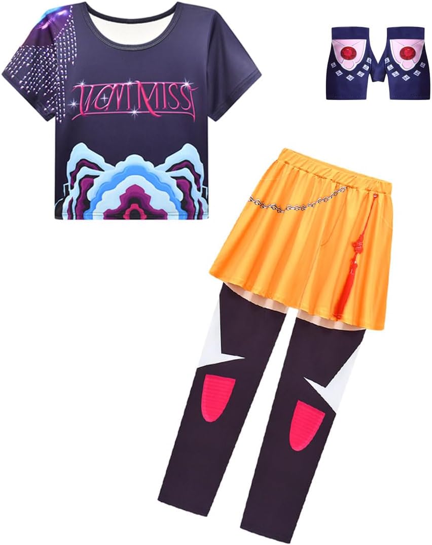 

Kpop Rumi Zoey Mira Party Cosplay Costume Kids Demon Hunters Teenagers Stage Outfit Pop Singers Dress Up for 4-14 Years 110 4-5 Years
