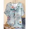 Camiseta de Manga Corta con Cuello Redondo y Estampado Floral 3D para Mujer