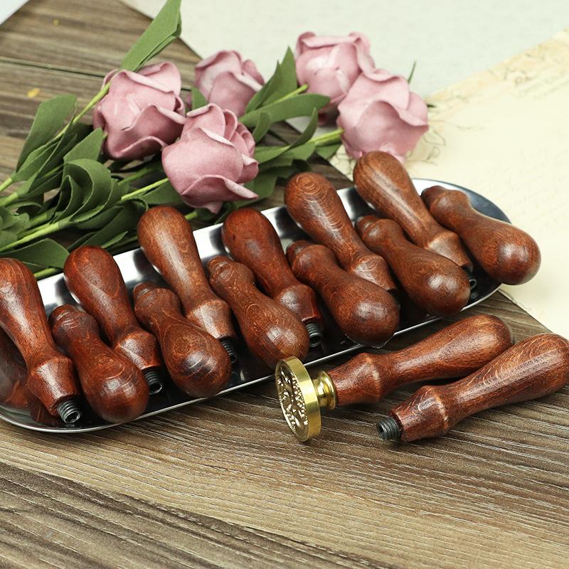1 Pcs Lacquer Seal Wooden Handle DIY Handicraft Tool Retro Envelope Sealing Handle Wax Tool 8X2cm Roller Stamp Decoration