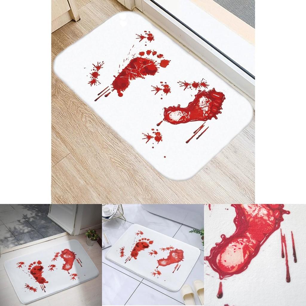 Halloweenská koupelnová předložka s potiskem krvavých stop, vyrobená z polyesterové tkaniny s kresleným designem, pro dekoraci koupelny