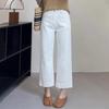 Women High Waist Wide Leg Pants Casual Loose Trousers Summer Solid Color Straight Fit Pocketed Ankle-Length Jeans