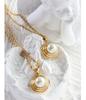 French Retro Titanium Steel 18K Gold-Plated Pendant Necklace with Imitation Pearl