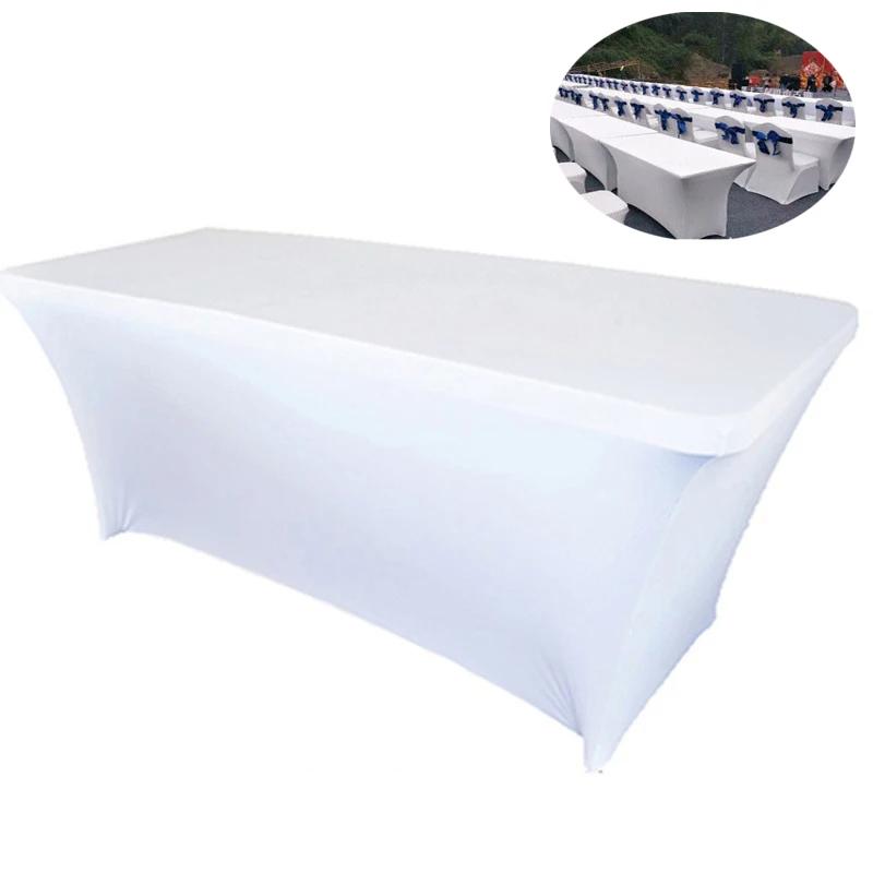Elastic Table Set Hotel Banquet Decoration Rectangular Stretchable Solid Color Polyester Table Cloth Wedding Outdoor Table Cover
