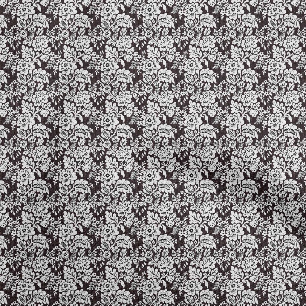 oneOone Bomull Flex Svart Stoff Blomstermønster Håndverksprosjekter Dekorasjonsstoff Trykt per meter 40 tommer