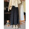 Women's High Waist Lace Patchwork Velvet A-line Skirt - Soft, Comfortable for Spring/Autumn 2025.