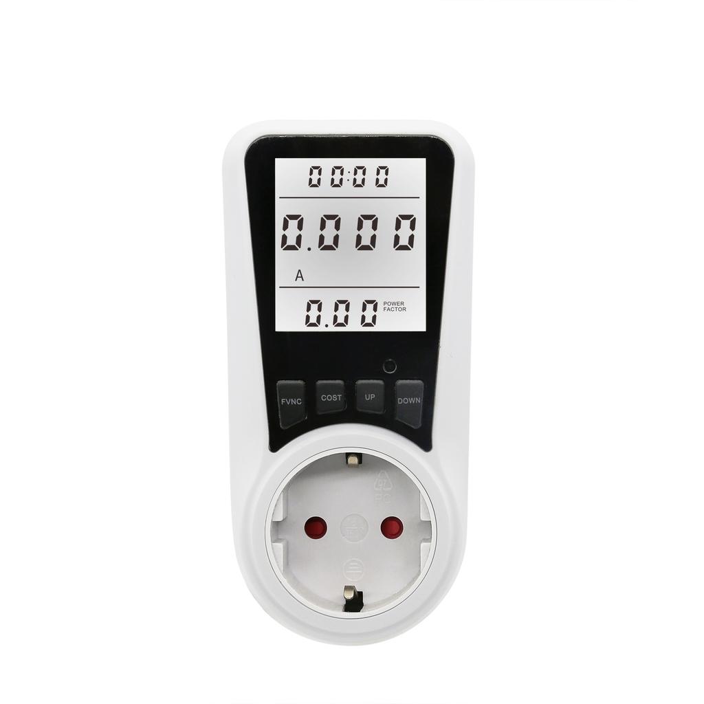 LCD Digital Display Electrical Energy Monitor Socket Backlight Watt Meter Socket EU Plug Real-Time Wattage Voltage AMP Meter