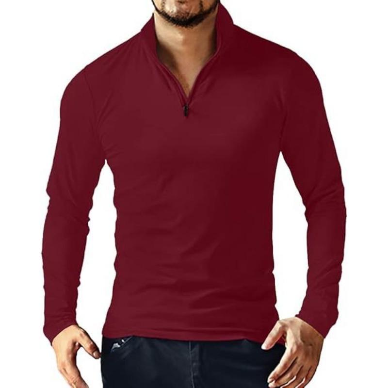 Men S Long Sleeve Polo Shirt Solid Color Casual Fit