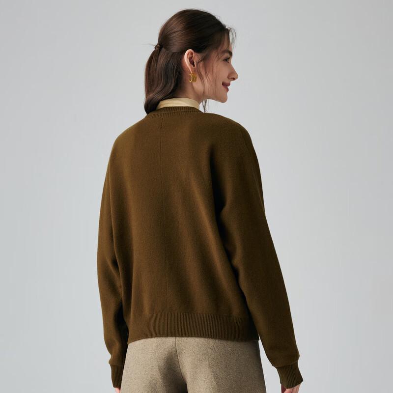 PALUOPO Women's 100% Cashmere Round Neck Cardigan