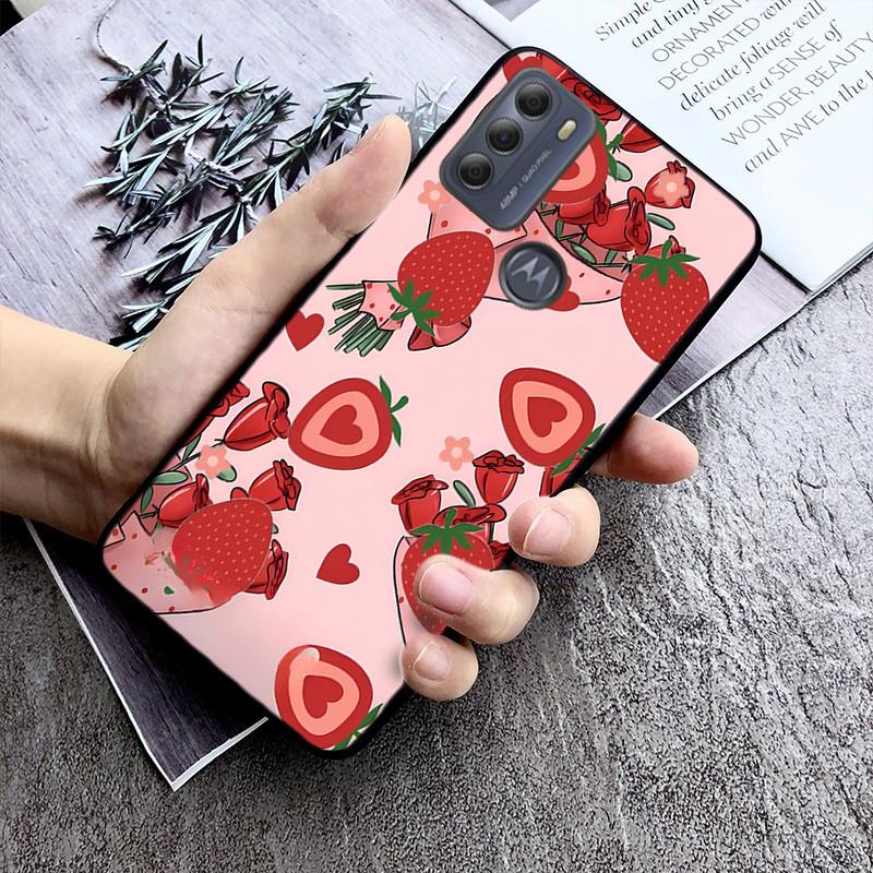 Phone Case For Moto G86 G85 G75 G15 G05 G56 G72 G53 G54 G84 G60 G31 G32 G24  G 5G G Play Strawberry Cat Cartoon
