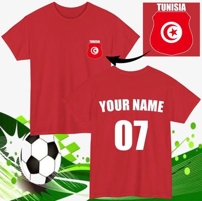Εξατομικευμένο Ποδόσφαιρο Τυνησίας T-Shirt Προσαρμοσμένο Όνομα Αριθμός Δώρο Φίλαθλου Unisex Μπλουζάκι