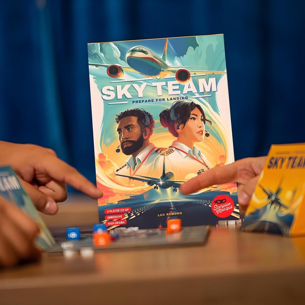 Sky Team Cooperative Board Game | 2-Player Strategy Challenge To Land The Plane | 20 Min Thrill for Teens & Adults Ages 14+