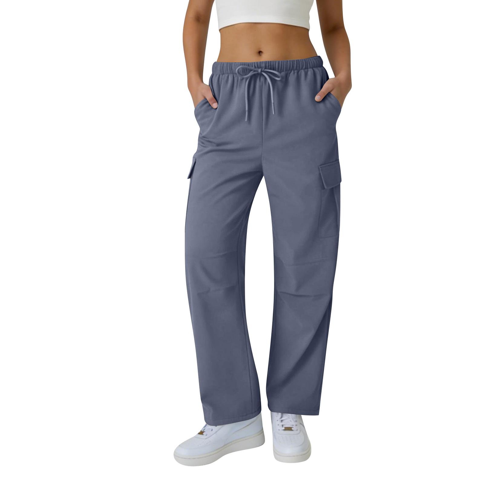 

Women’s Loose Casual Pants – Quick-Dry Cargo Pants With Drawstring L Темно-синій
