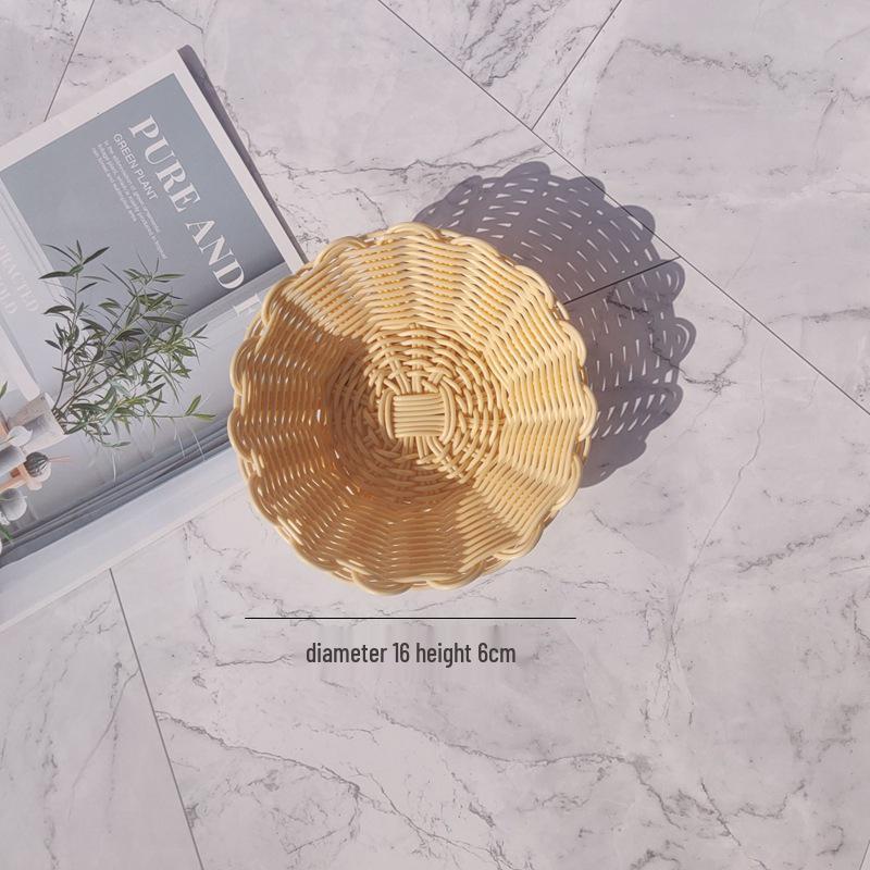 Creative Round Handwoven Rattan-Style Basket for Snacks & Dried Fruit