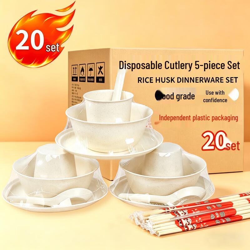 Saintalton Food-Grade 5-Piece Disposable Tableware Set