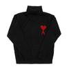 Ami Big Heart Logo Intarsia Turtleneck Knit Ami Uks839