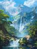 DIY Алмазная вышивка Водопад Пейзаж Вышивка крестом Картина Гора 5D Стразы Картина Мозаика Лес Настенное искусство