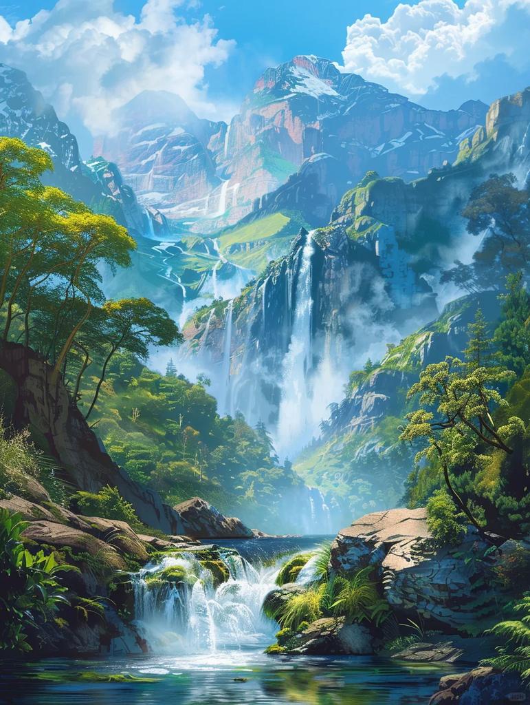 DIY Алмазная вышивка Водопад Пейзаж Вышивка крестом Картина Гора 5D Стразы Картина Мозаика Лес Настенное искусство