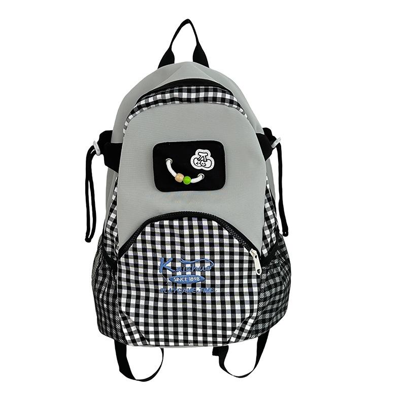 

Студенческий универсальный рюкзак для средней школы контрастных цветов, простой и легкий рюкзак, студенческий рюкзак, модный серый