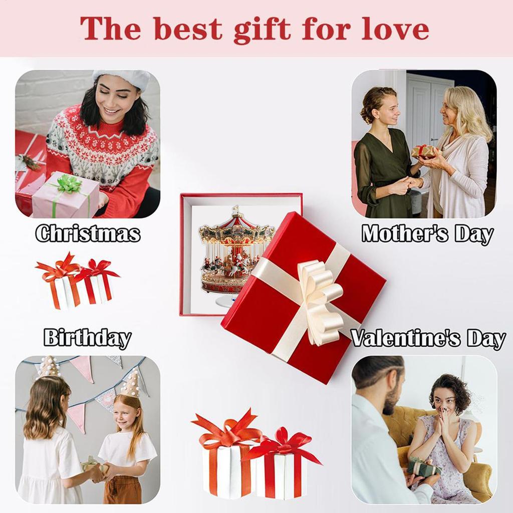 Christmas Go Round Decoration 2D Traditional Flat Collectible Christmas Decoration Merry Go Round Party Decor For Window