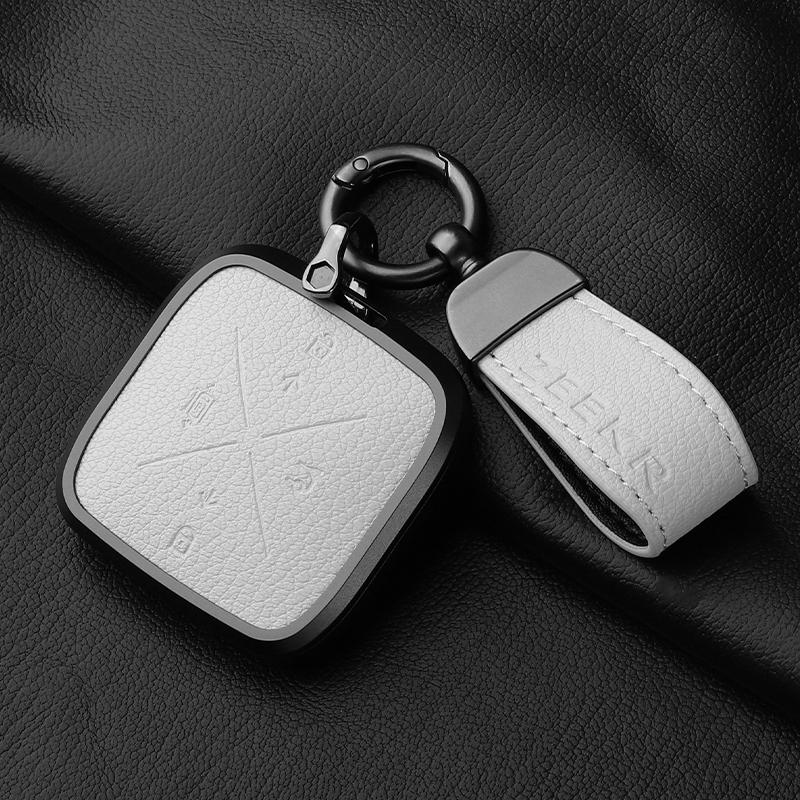 For Zeekr 001 007 7X X 009 Key Case Buckle Bluetooth Card Key Case Real Goat Leather Car Accessories Car Key Cover Modification