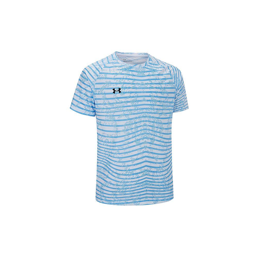 Under Armour Dopamine Print Simple Logo Sports Striped Crew Neck Short Sleeve T-Shirt Unisex Tops Blue 24500510-465
