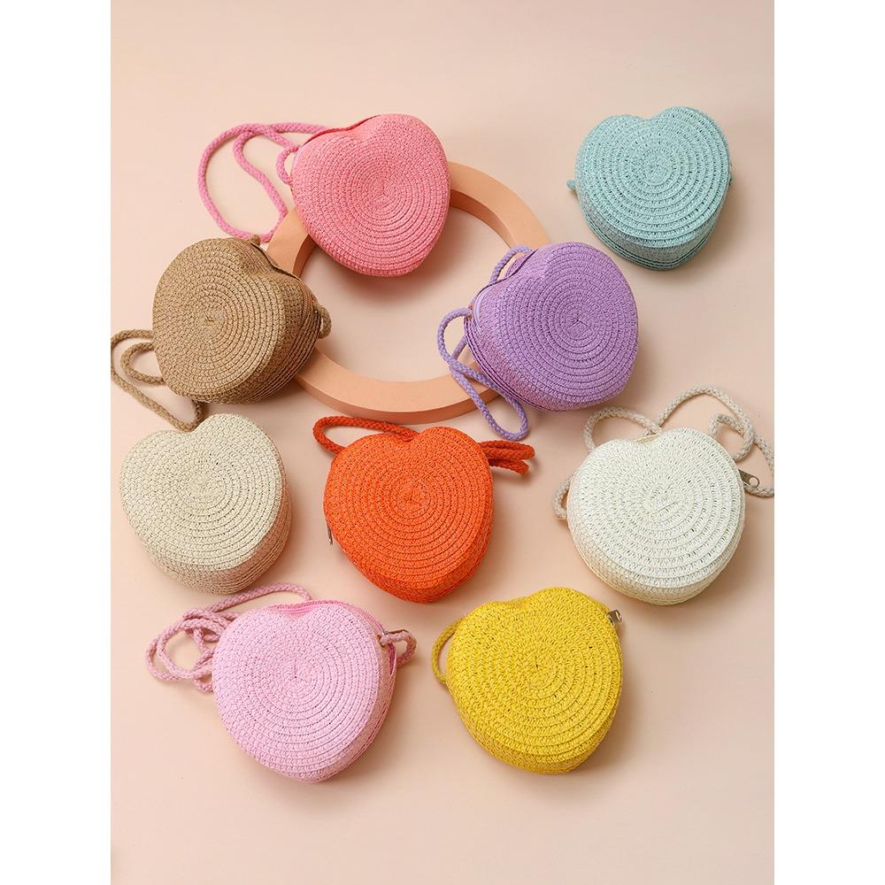 Straw Bag Seaside Beach Woven Bag 2025 New Love Children's Bag Female Cute Straw Bag Mini Vacation Style
