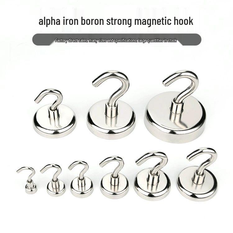 Strong Neodymium Magnet Hook, Hole-Free, Industrial-Grade for Refrigerator