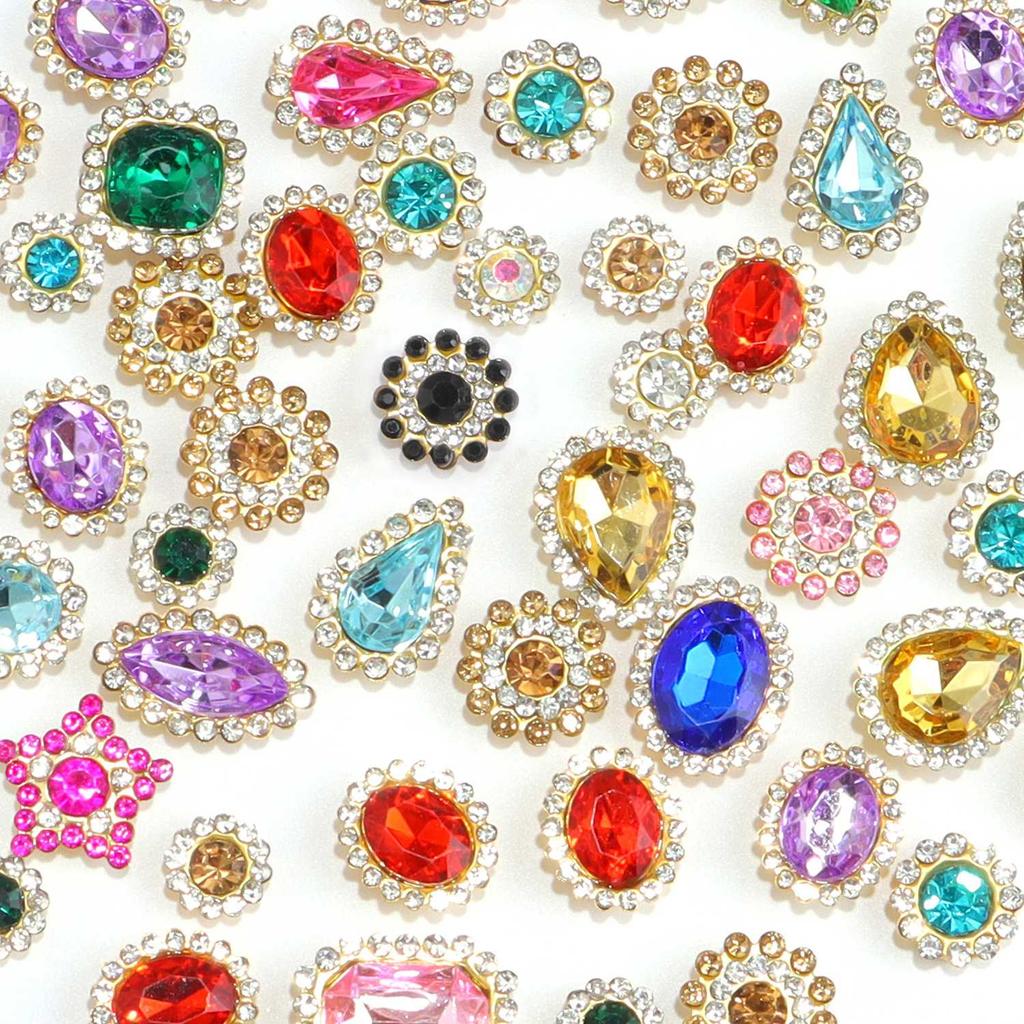 Mixed size sunflower sewing claws, artificial diamonds crystal glass beads buttons gemstones artificial diamonds