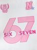 Two-piece Girls' Preppy Style Casual T-shirt and Shorts Set with Side Stripes, Number 67, and Letter Print, Perfect for Spring and Summer.