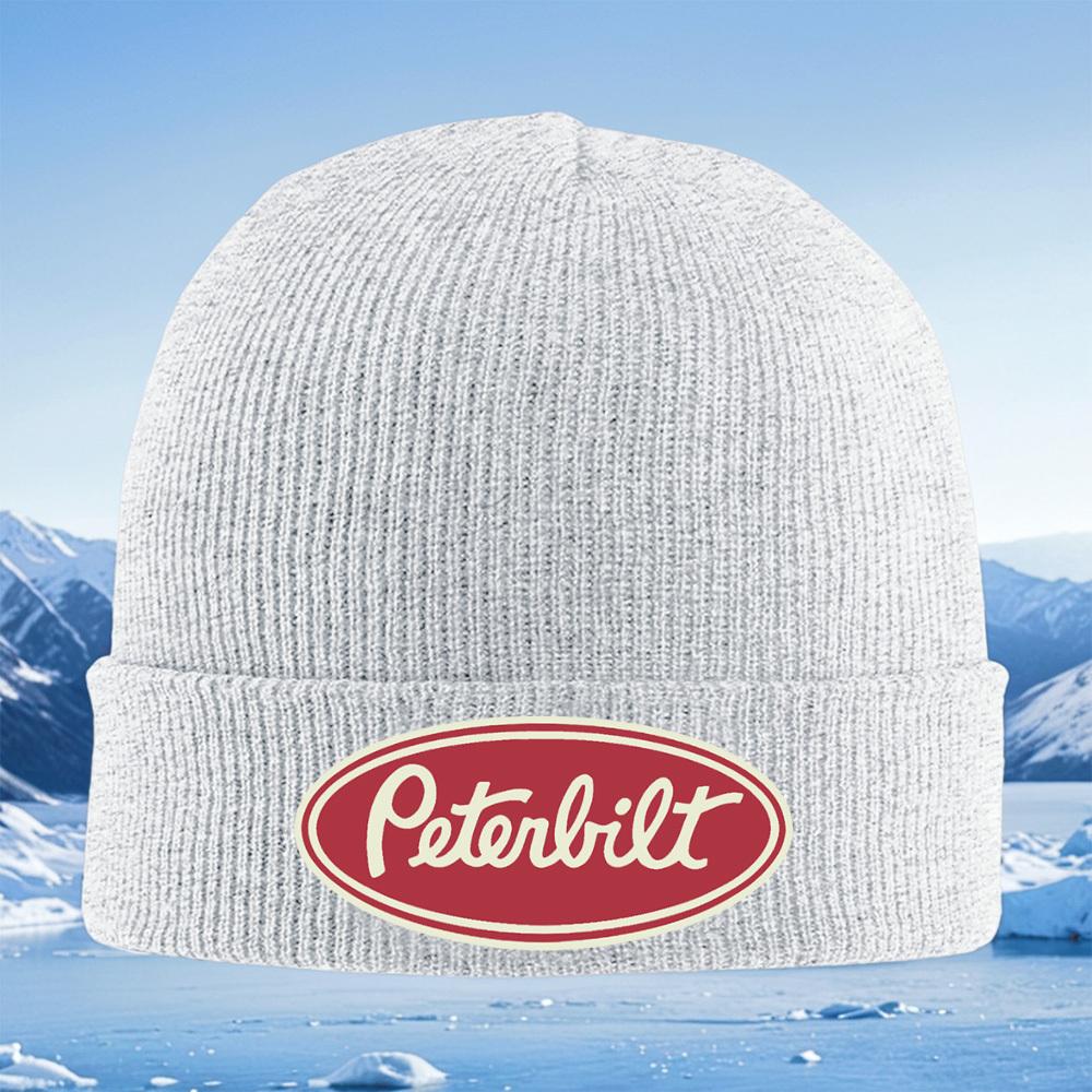 Oval Badge Peterbilt Text Emblem Men Women Unisex Knitted Hat Beanie Pullover Cap Winter Thermal Warm Christmas Outdoor Cycling