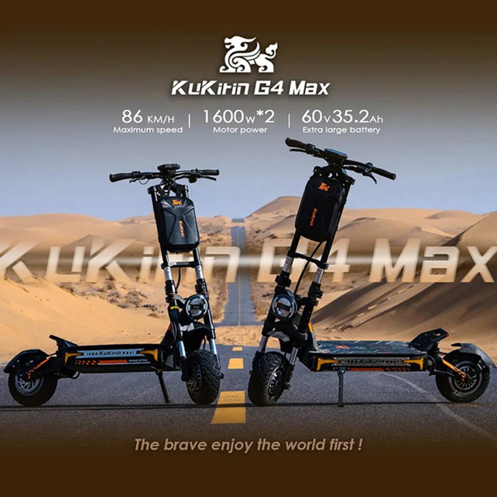 EU Stock KuKirin G4 Max Electric Scooter 2*1600W Motor 60V 35.2Ah Battery 86km/h Speed 95KM Range Off-Road Tire E-scooter