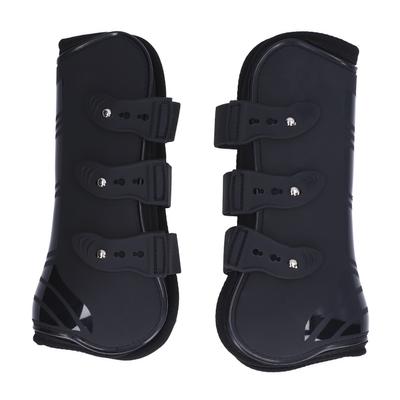 2 stücke Pferd Bein Stiefel PU Neopren Schutz Einstellbare Pferd Sichere Stiefel für TendonBlack Front