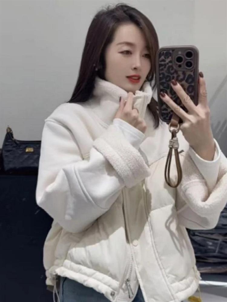 Women's 2024 Winter Faux Fur & Cotton Stand-Up Collar Jacket: Thickened, Loose, Petite, Warm Coat