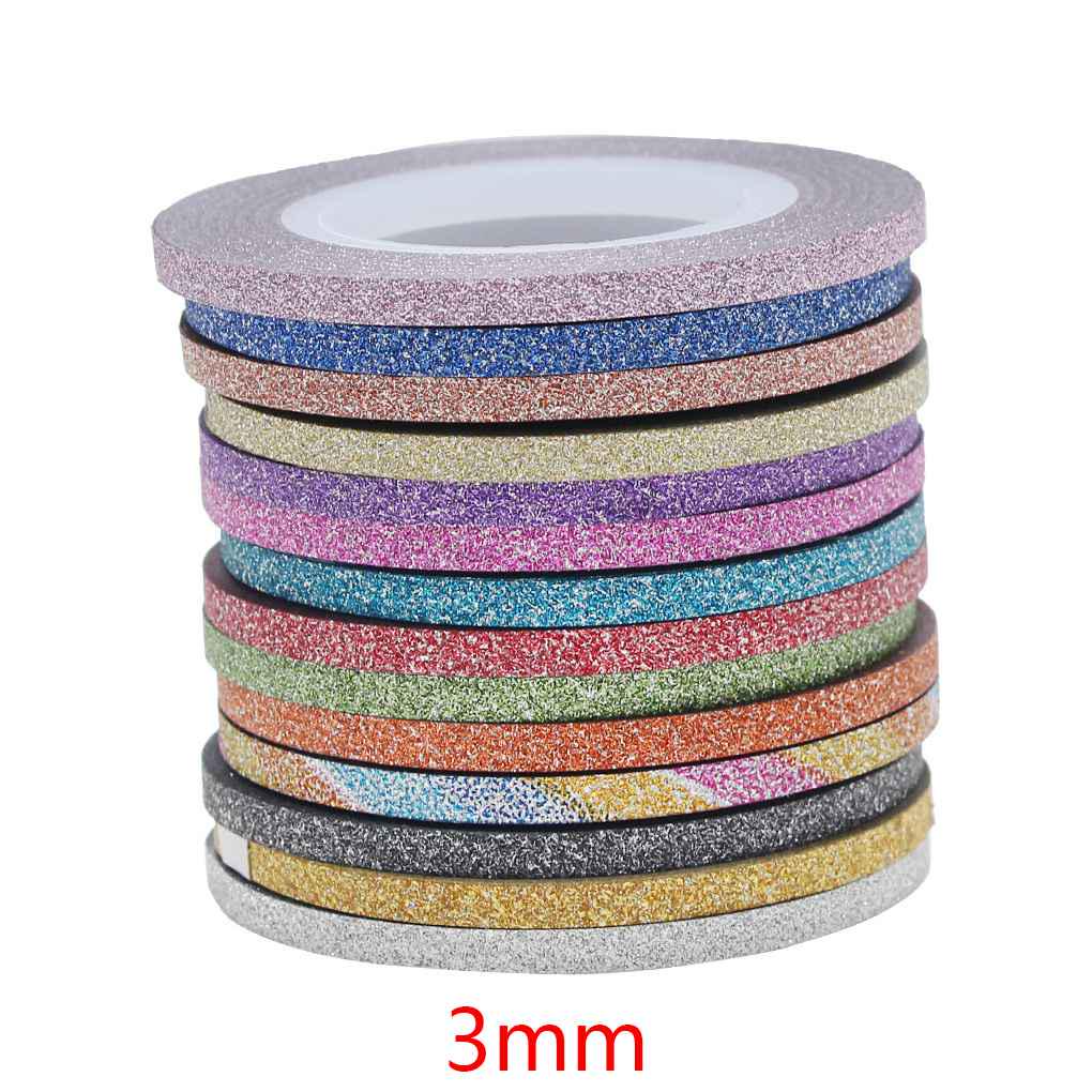 Brand New 14 Colors Glitter Striping Line Tape Sticker Set Art Decorations For Polish Gel 1/2/3mm