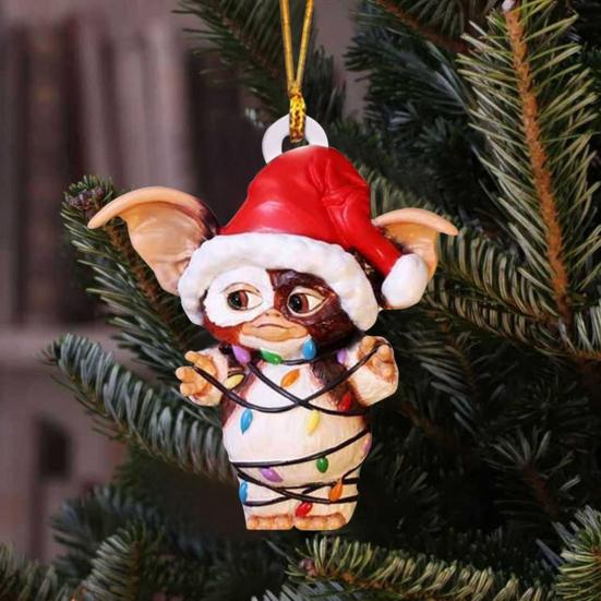 Christmas Pendant Cartoon Acrylic Christmas Tree Ornament Festive Hanging Decoration with Lanyard