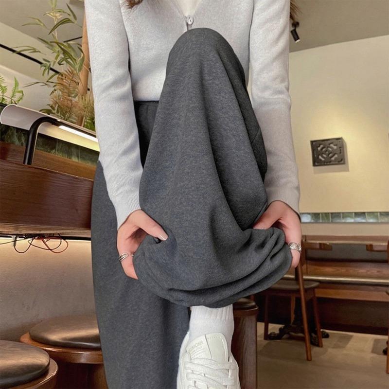 Grey Glutinous Rice Wide-leg Pants Children's New Autumn Small Lazy Loose Casual Straight-leg Pants