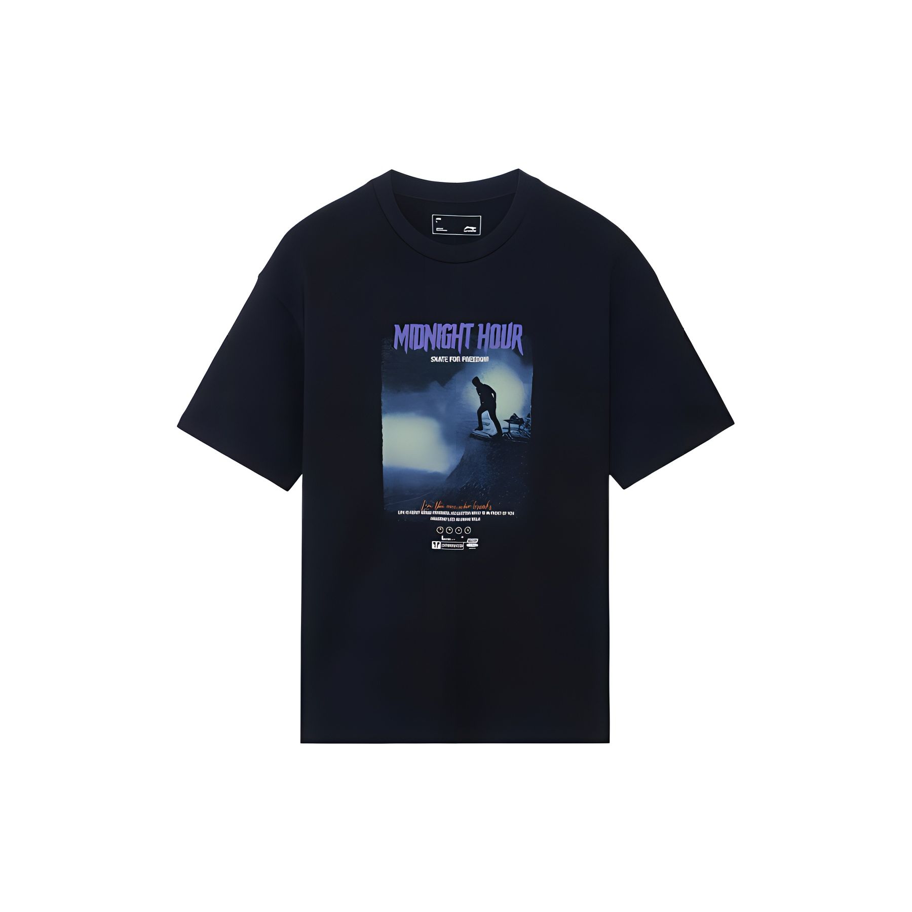 

Li-Ning Футболка с круглым вырезом и коротким рукавом с узором и принтом, топы унисекс, черная AHSS289-2 L