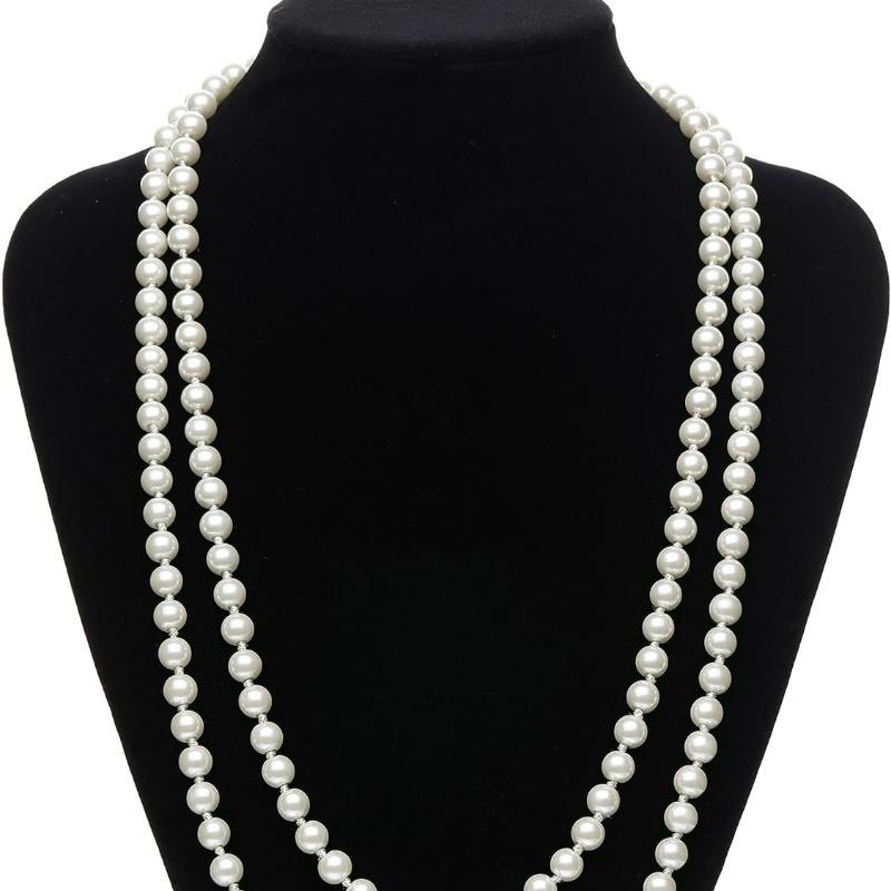 Fashion Faux Pearl Long Necklace 140cm Long Faux Pearl Wedding Engagement Necklace