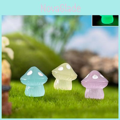Cute Colorful Glowing Mushroom Resin Decor Luminous Miniature Desk Ornament