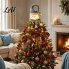 Christmas Tree Finial Lighted Topper Glowing Snowman Star Hat with LED Light Top Decoration Winter Holiday Decor for Home And Indoor Soft Warm Light