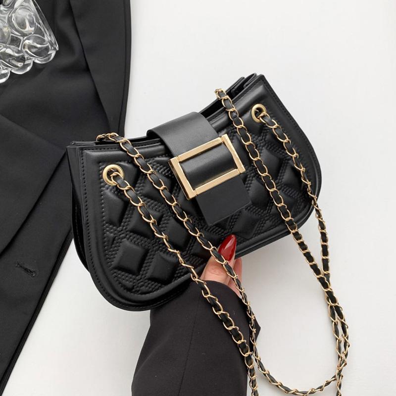 Fashion Plaid Designer Handbags Chain Belt Shoulder Bag Casual Versatile Lock Crossbody Bags For Women Premium