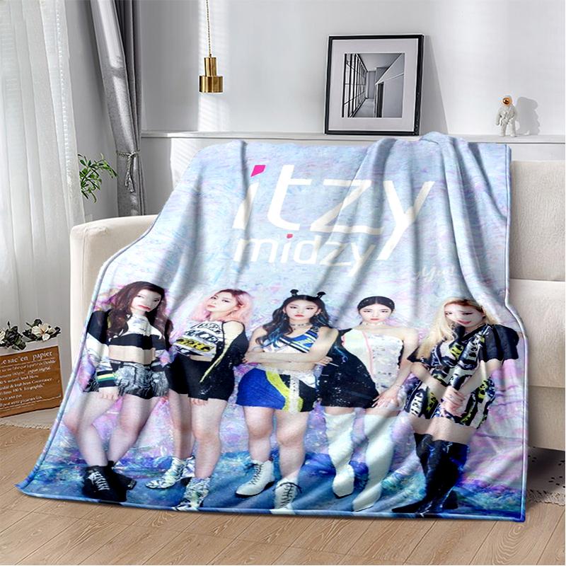 3D KPOP ITZY Star Soft Plush Blanket,Flannel Throw Blanket for Living Room Bedroom Bed Sofa Cover Gift